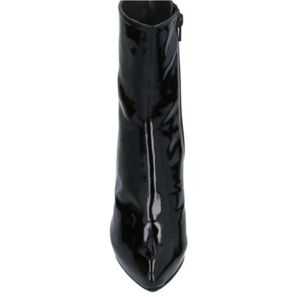 Stuart Weitzman Patent Leather Black Ankle Boots Size 40 - Picture 6 of 11